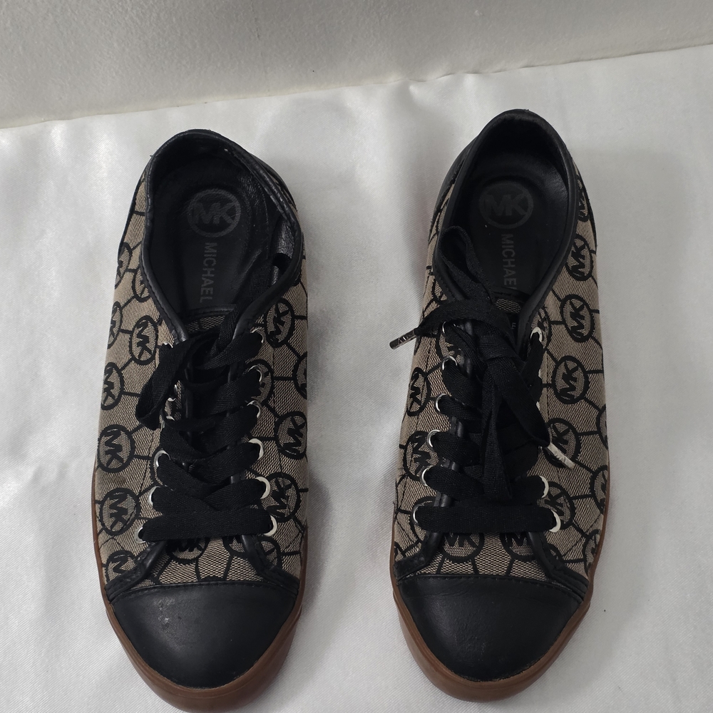 Michael Kors Black and Tan Women's Sneakers - Picture 2 of 9